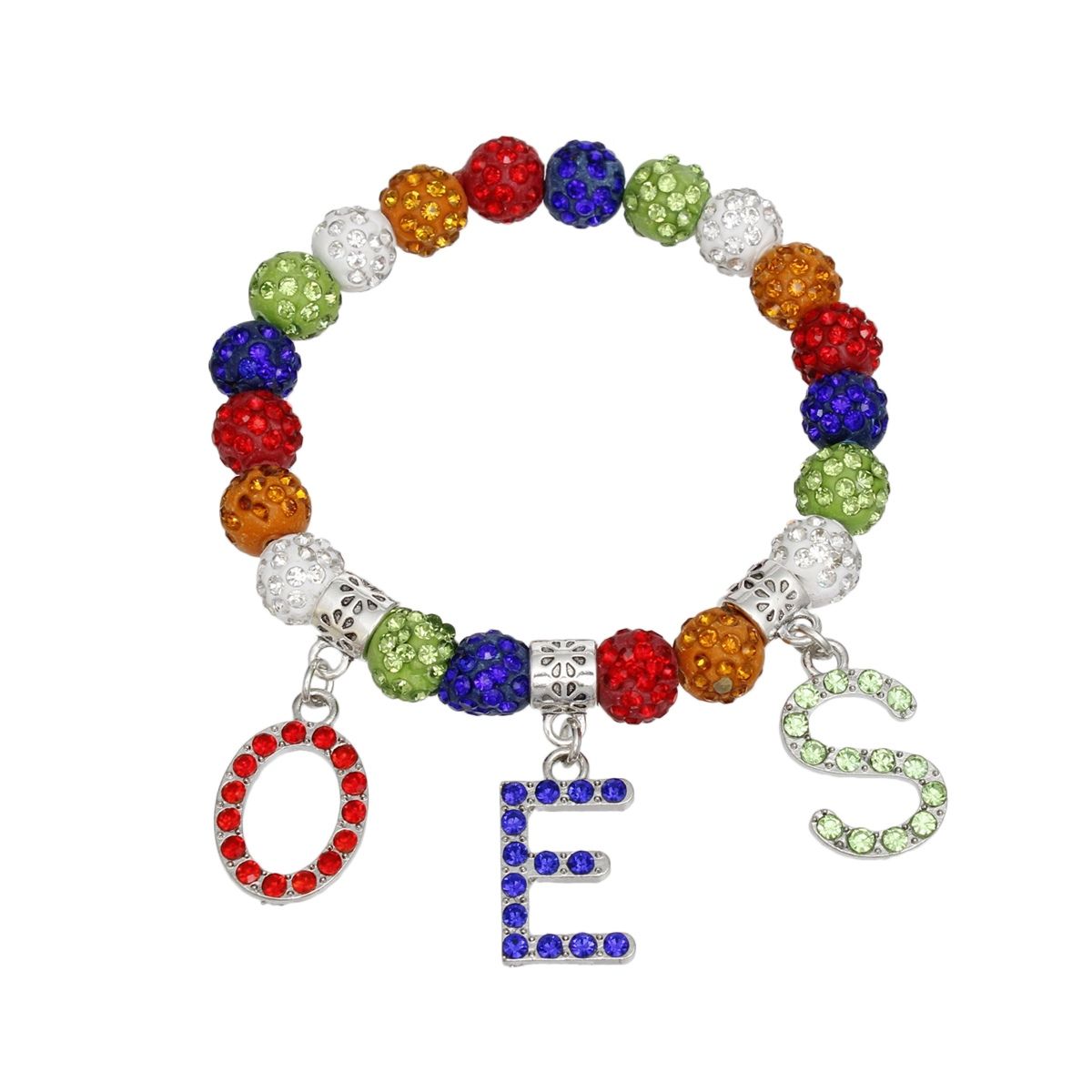 OES Sorority Multicolor Bead Bling Letter Bracelet