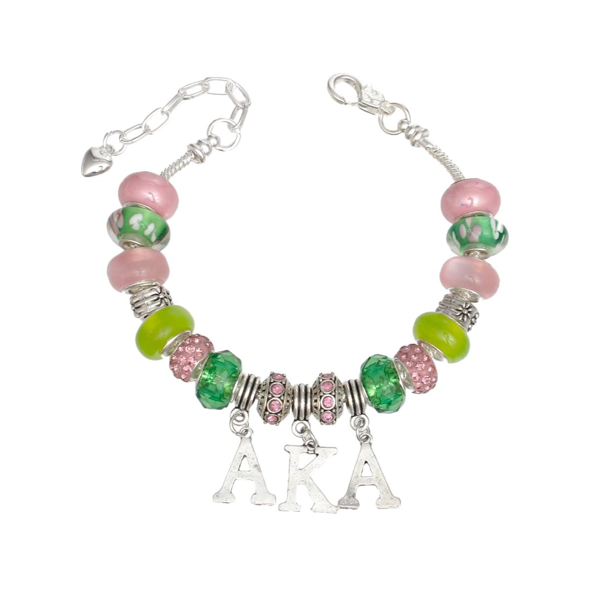 AKA Sorority Rondelle Bead Letter Charm Bracelet