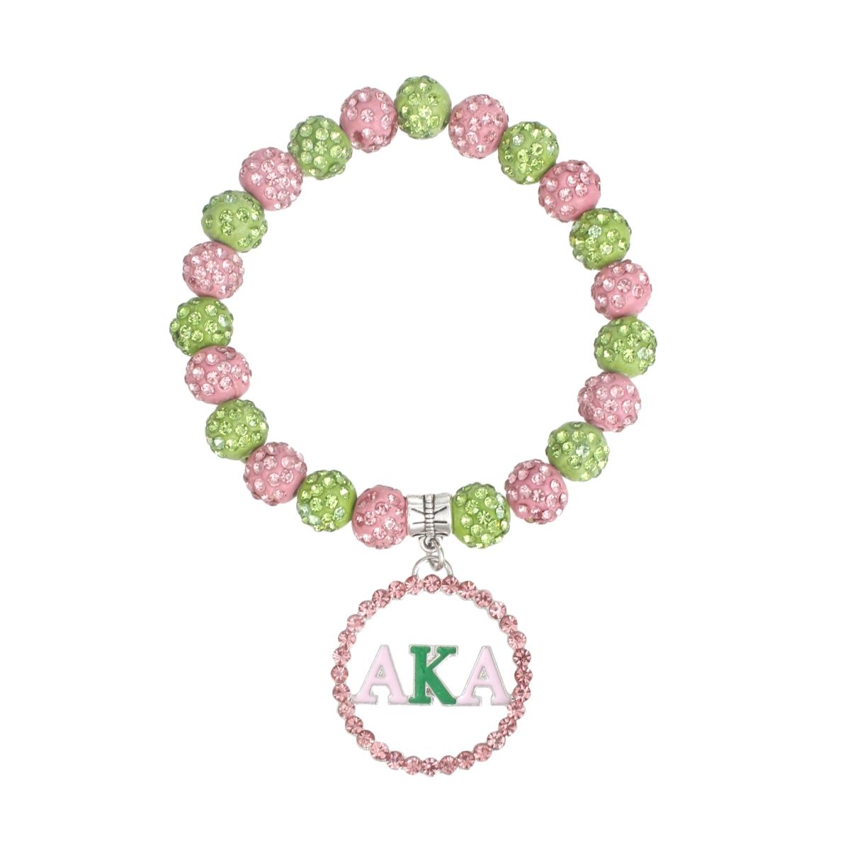 AKA Pink Green Round Charm Luster Bracelet