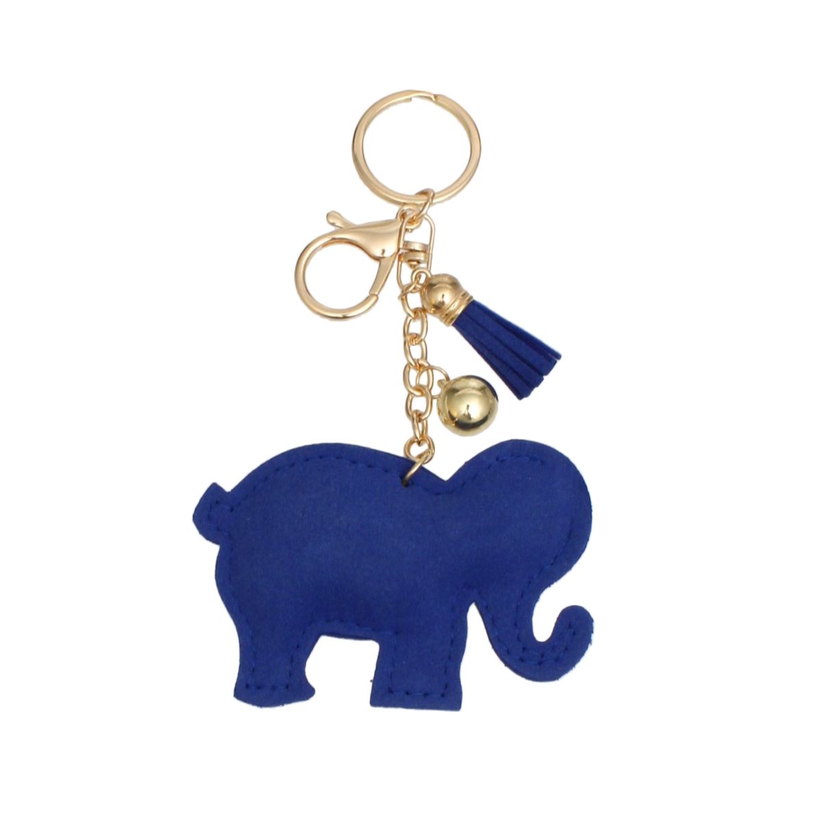 Keychain Glam Blue Rhinestone Elephant Charm Clip