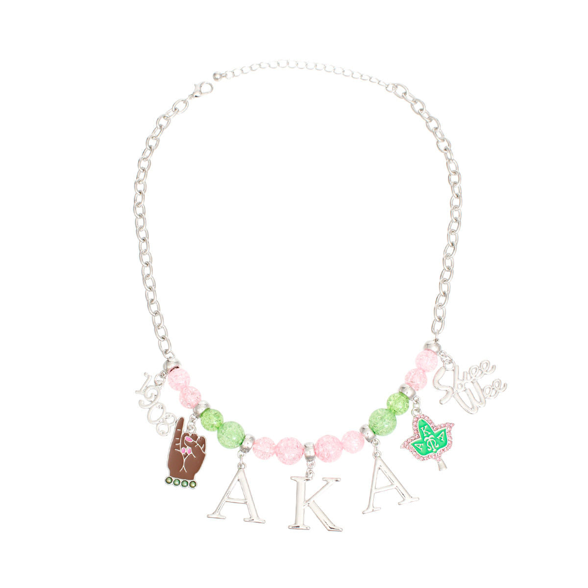 AKA Necklace Pink Green AKA Charm Necklace