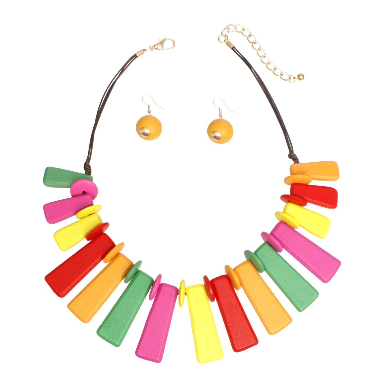 Collar Light Multi Wooden Bar Fashion Necklace Set