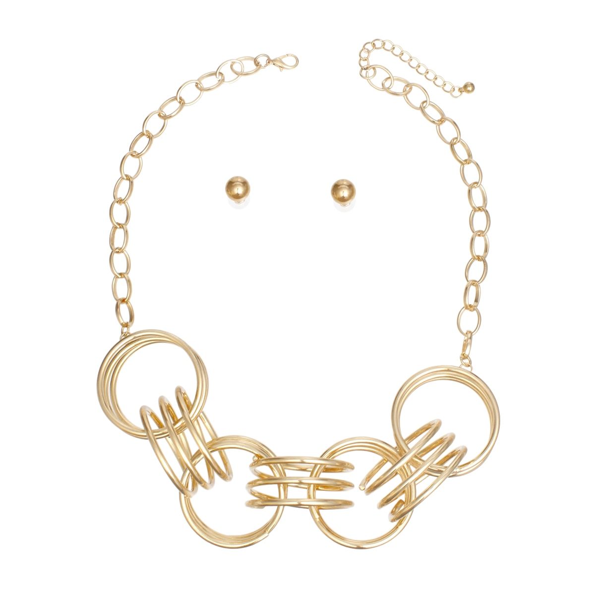 Collar Gold Chunky Coiled Wire Rings Necklace