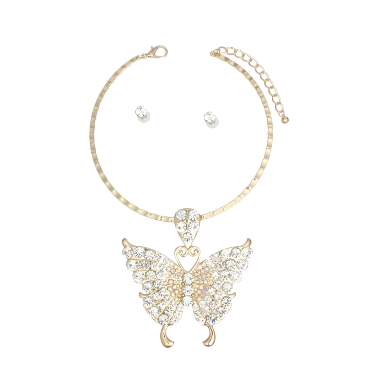 Choker Gold Crystal Butterfly Pendant Necklace