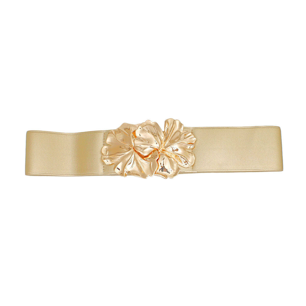 Belt Gold Wide Flower Buckle Stretch Belt Women