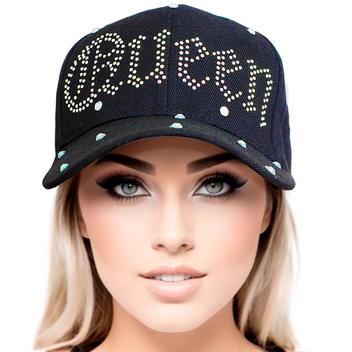 Hat Black Canvas Queen Baseball Cap for Women