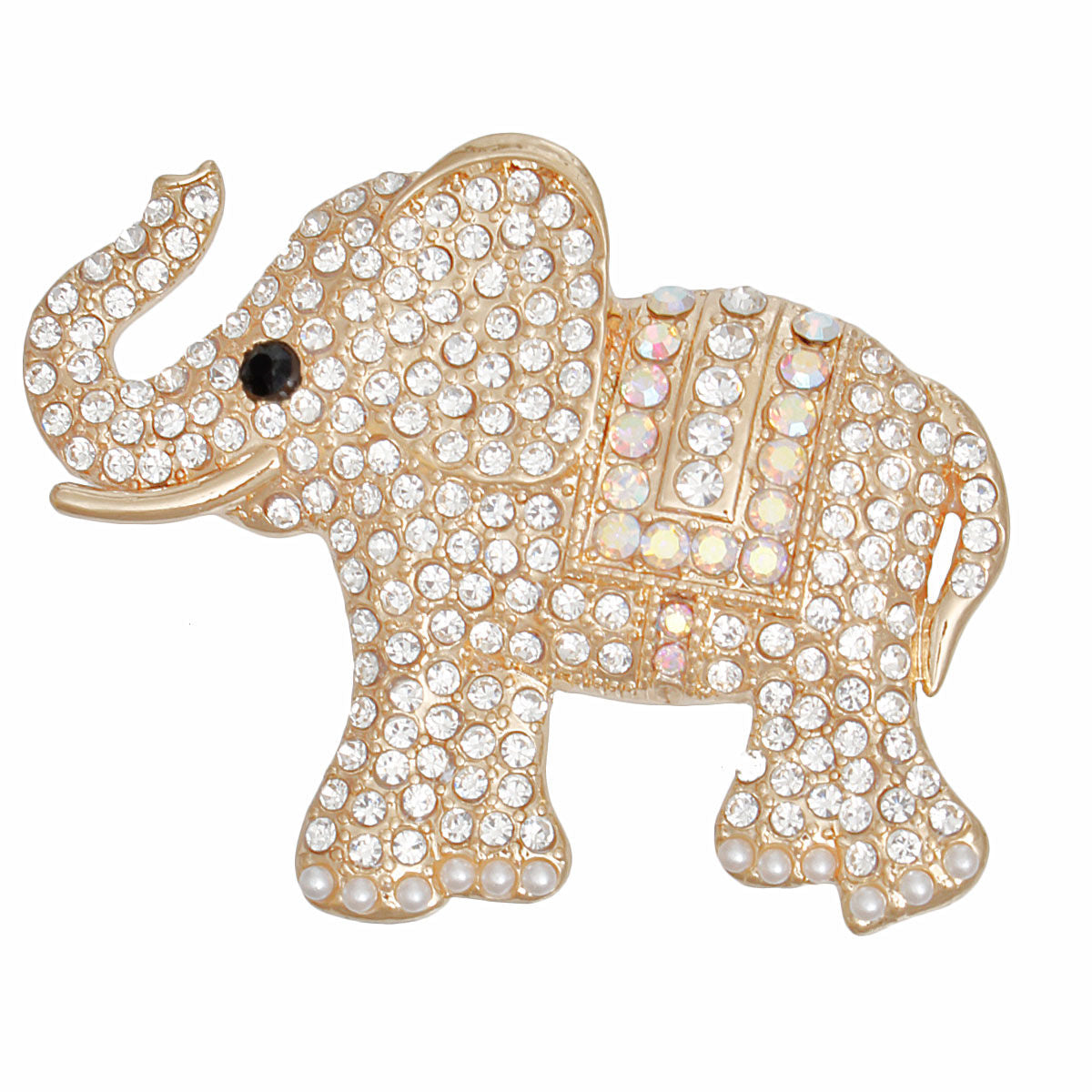 Brooch Pave Gold Elephant Lapel Pin for Women