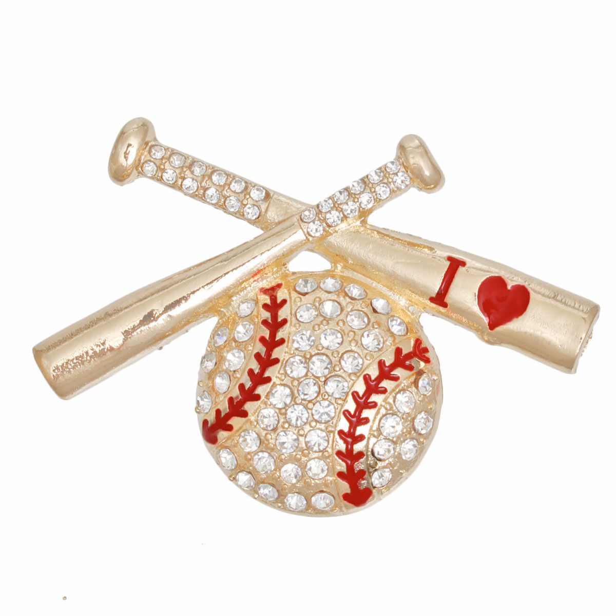 Brooch Baseball and Bat Bling Pin for Women