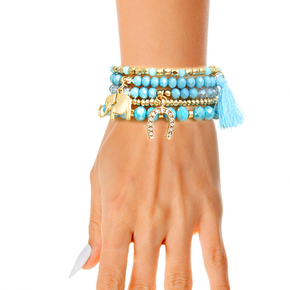 Light Blue Elephant Horseshoe Bracelets