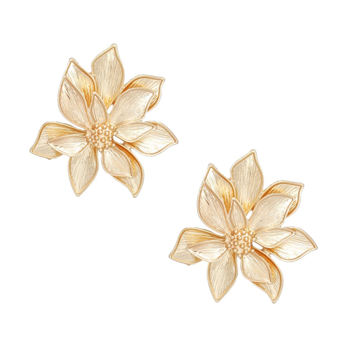 Studs Gold Layered Petal Flower Earrings for Women