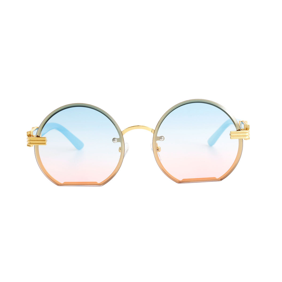 Blue Round Flat Sunglasses