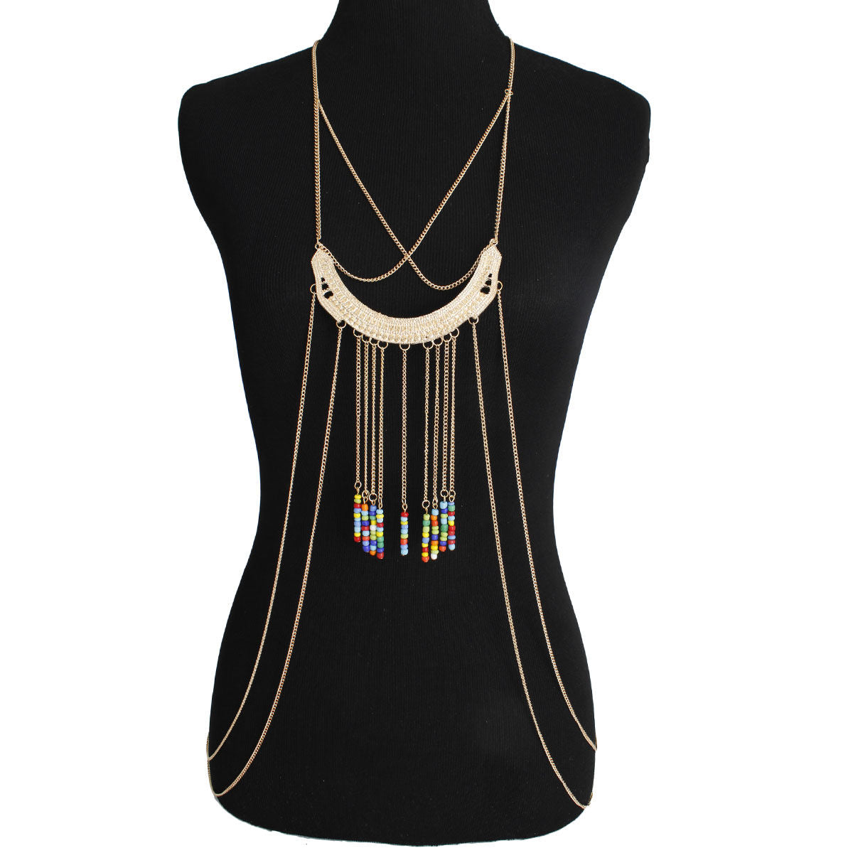 Gold and Multi Color Bead Body Chain
